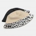 Women Patchwork Leopard Pattern Print Sun Hat Cotton Fashion All  match Sunscreen Bucket Hat