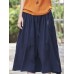 Women Casual Solid Color Cotton Linen Skirts