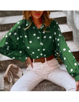 Retro printed polka dot shirt long sleeves HF0613-01-01