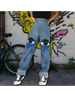 Printed denim trousers HF0812-04-01