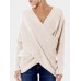 Sexy Women Cross V  neck Pullover Long Sleeve Sweaters Tops