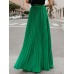 Boho Elastic Waist Pleated Pure Color Women Skirts