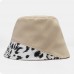 Women Patchwork Leopard Pattern Print Sun Hat Cotton Fashion All  match Sunscreen Bucket Hat