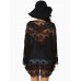 Women Hollow Lace Splicing Chiffon Kimono Cardigan Shawl