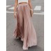 Boho Elastic Waist Pleated Pure Color Women Skirts