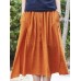 Women Casual Solid Color Cotton Linen Skirts