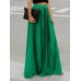 Boho Elastic Waist Pleated Pure Color Women Skirts