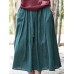 Women Casual Solid Color Cotton Linen Skirts